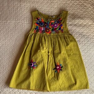 Toddler Girl chartreuse Embroidered Beach Dress